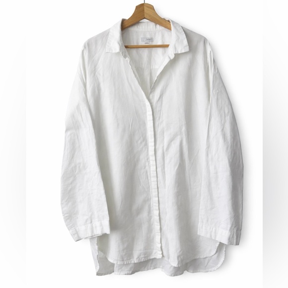 Pure Jill Tops - Pure Jill 100% Cotton White Button Down Shirt XL Oversized Minimalist Tunic